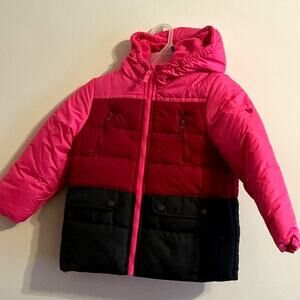 OshKosh BGosh Boys M (5-6) Puffer Coat Jacket Winter pink red blacHeavyweight